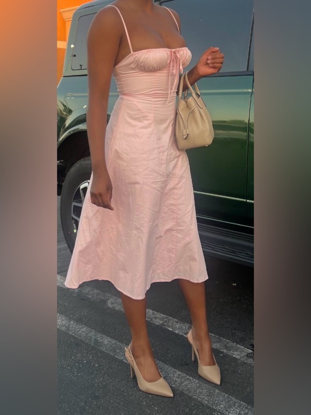 Peppermayo Pink Corset-style Midi Dress
